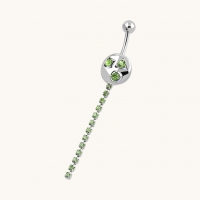Groene Strass Navelpiercing zilverkleur - Unisex