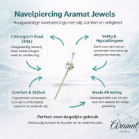 Groene Strass Navelpiercing zilverkleur - Unisex
