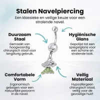 Prachtige Groene Zirkonia Stalen Navelpiercing - Unisex