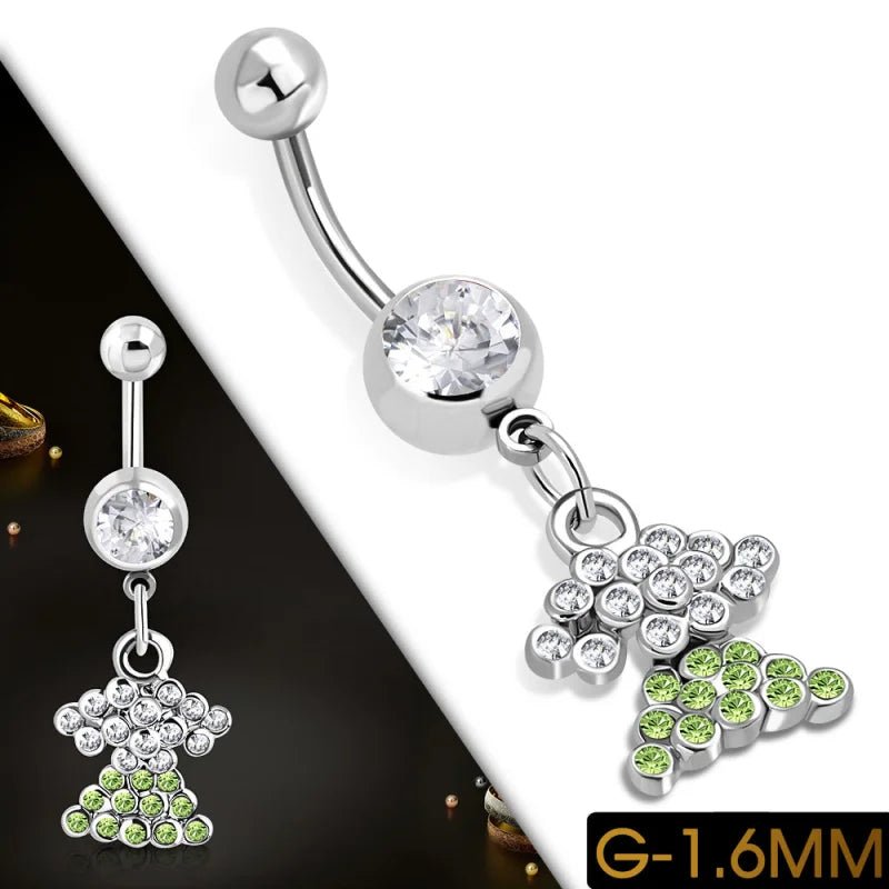 Prachtige Groene Zirkonia Stalen Navelpiercing - Unisex