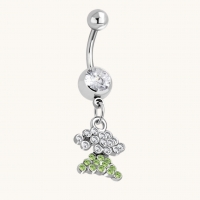 Prachtige Groene Zirkonia Stalen Navelpiercing - Unisex