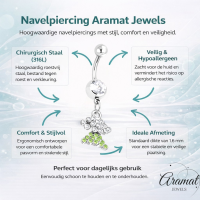 Prachtige Groene Zirkonia Stalen Navelpiercing - Unisex