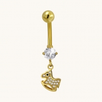 Stijlvolle Goudkleurige Hobbel Paard Navelpiercing - Heren