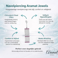 Paarse Zirkonia Navelpiercing met Kettinkjes - Unisex