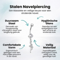 Stalen navelpiercing met hanger ballerina - Unisex