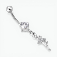 Stalen navelpiercing met hanger ballerina - Unisex