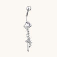 Stalen navelpiercing met hanger ballerina - Unisex