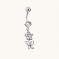Bloemen en Vlinder Stalen Navelpiercing - Unisex