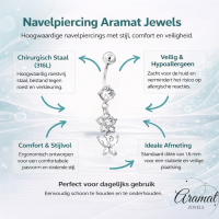 Bloemen en Vlinder Stalen Navelpiercing - Unisex