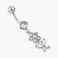Bloemen en Vlinder Stalen Navelpiercing - Unisex