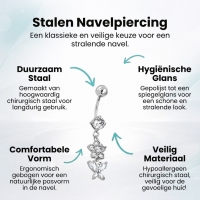 Bloemen en Vlinder Stalen Navelpiercing - Unisex