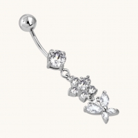 Bloemen en Vlinder Stalen Navelpiercing - Unisex
