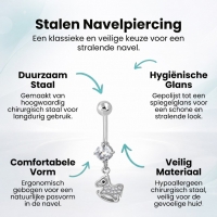 Zilverkleurige Navelpiercing met Paard Hanger met Zirkonia - Unisex