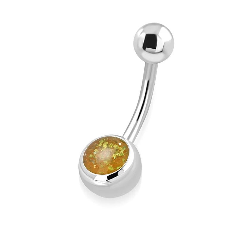 Gele Glittersteen Stalen Navelpiercing - Heren