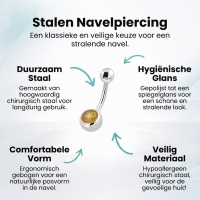 Gele Glittersteen Stalen Navelpiercing - Heren