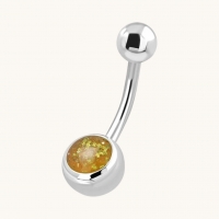 Gele Glittersteen Stalen Navelpiercing - Heren