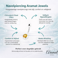 Gele Glittersteen Stalen Navelpiercing - Heren