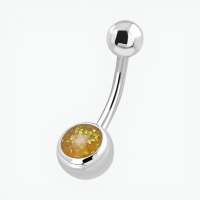 Gele Glittersteen Stalen Navelpiercing - Heren