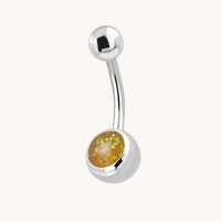 Gele Glittersteen Stalen Navelpiercing - Heren