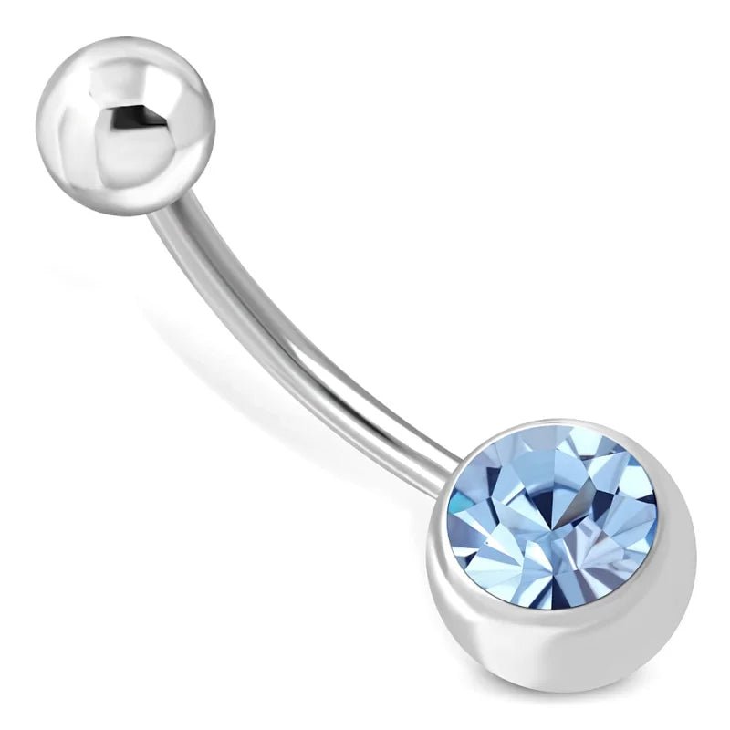 Luxe Stalen Navelpiercing met Blauwe Zirkonia - Unisex