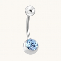 Luxe Stalen Navelpiercing met Blauwe Zirkonia - Unisex