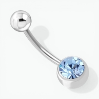 Luxe Stalen Navelpiercing met Blauwe Zirkonia - Unisex