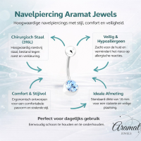 Luxe Stalen Navelpiercing met Blauwe Zirkonia - Unisex