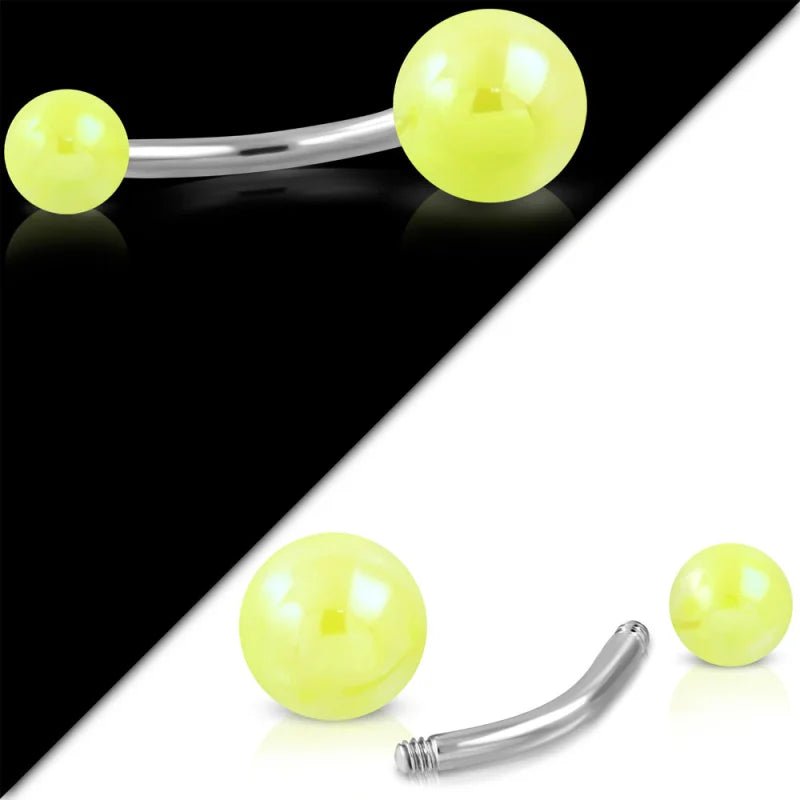 Stalen Navelpiercing Geel Acryl Parel - Unisex