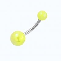 Stalen Navelpiercing Geel Acryl Parel - Unisex