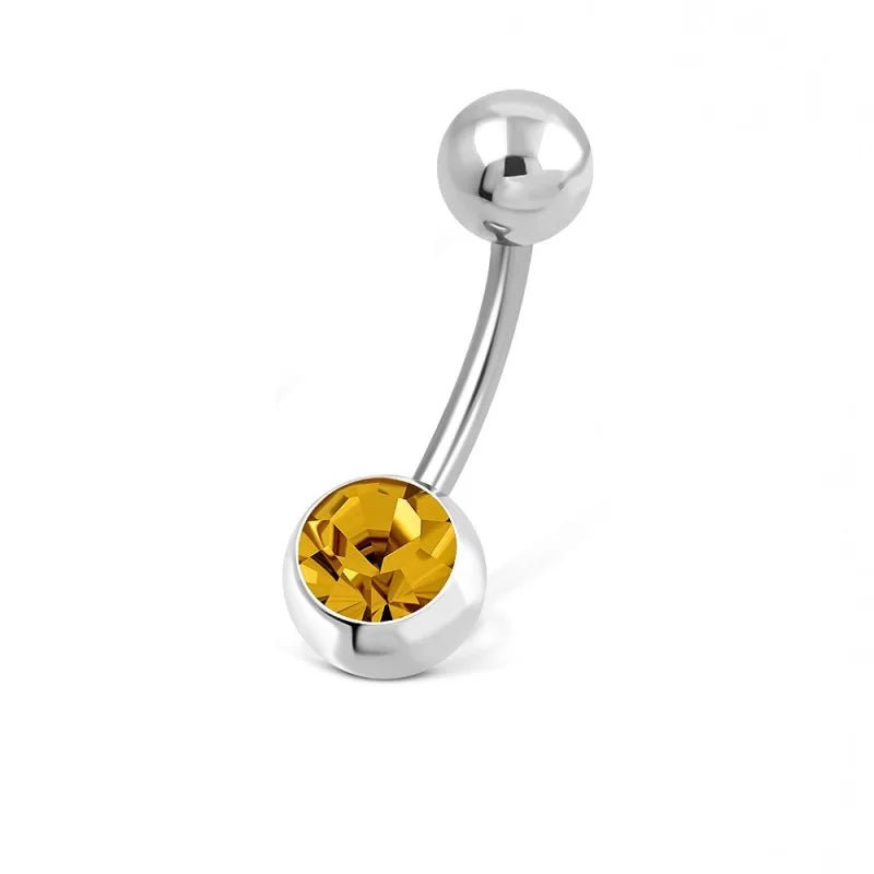 Oranje-bruine Stalen Navelpiercing met Zirkonia - Unisex