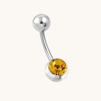 Oranje-bruine Stalen Navelpiercing met Zirkonia - Unisex