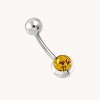 Oranje-bruine Stalen Navelpiercing met Zirkonia - Unisex