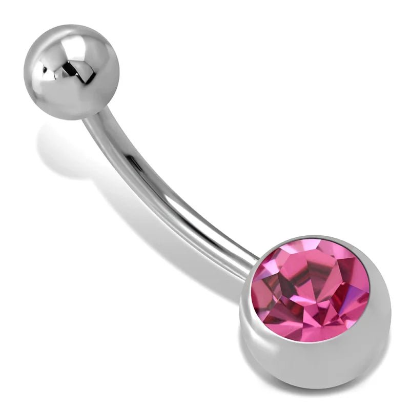 Roze Zirkonia Stalen Navelpiercing met Steen - Unisex