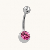 Roze Zirkonia Stalen Navelpiercing met Steen - Unisex