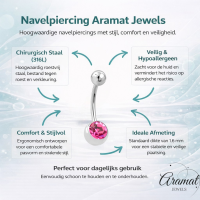 Roze Zirkonia Stalen Navelpiercing met Steen - Unisex