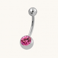 Roze Zirkonia Stalen Navelpiercing met Steen - Unisex