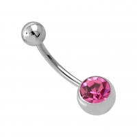Roze Zirkonia Stalen Navelpiercing met Steen - Unisex
