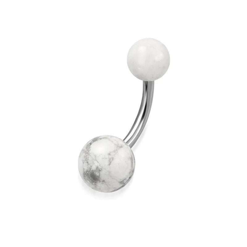 Witte Marmeren Stalen Navelpiercing - Unisex