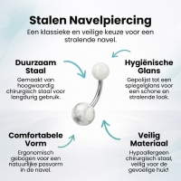 Witte Marmeren Stalen Navelpiercing - Unisex