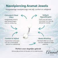 Witte Marmeren Stalen Navelpiercing - Unisex