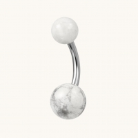 Witte Marmeren Stalen Navelpiercing - Unisex