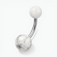 Witte Marmeren Stalen Navelpiercing - Unisex