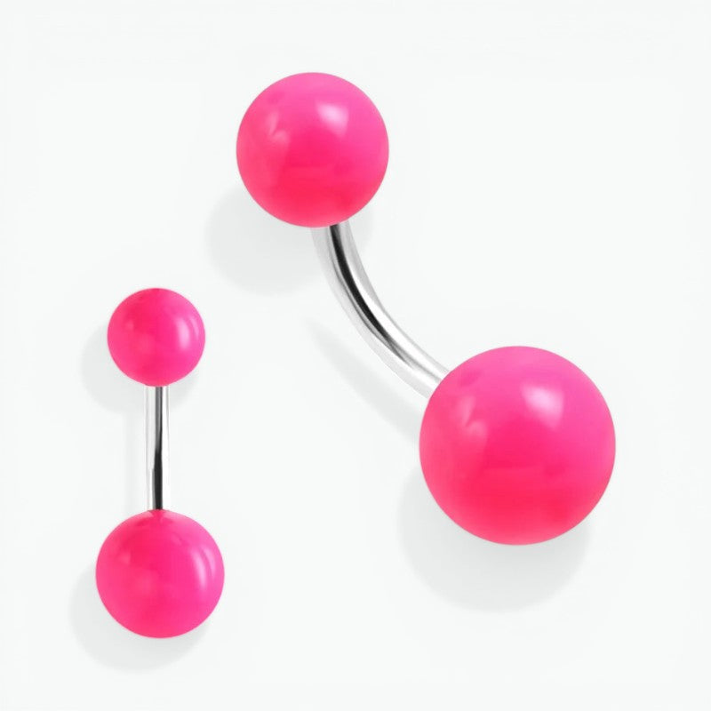 Fel Roze Acryl Stalen Navelpiercing - Unisex