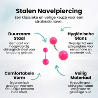 Fel Roze Acryl Stalen Navelpiercing - Unisex