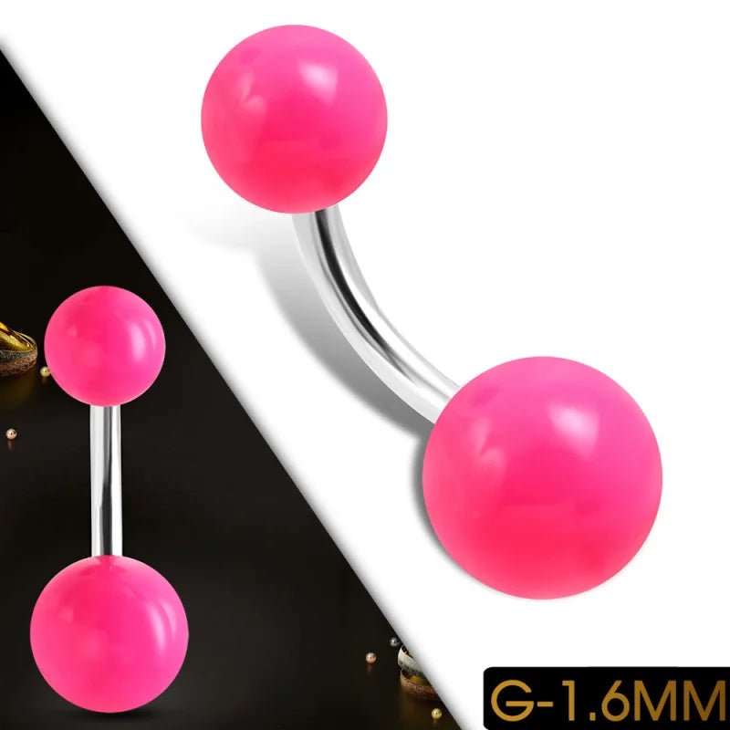 Fel Roze Acryl Stalen Navelpiercing - Unisex