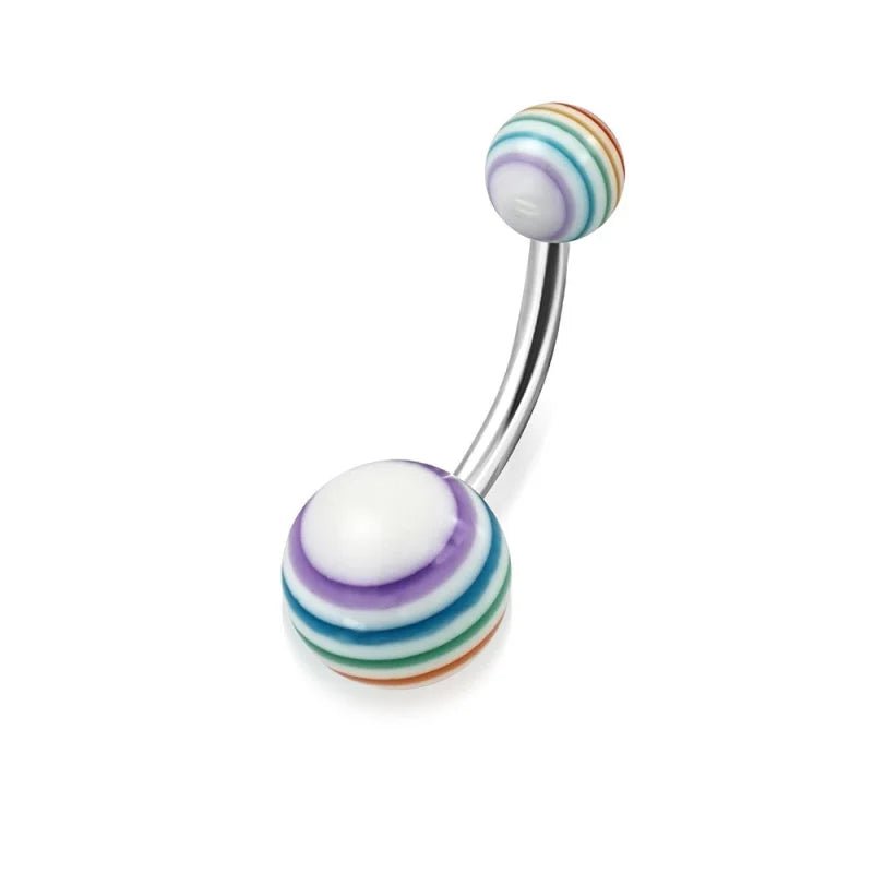 Kleurrijke Regenboog Acryl Navelpiercing - Unisex