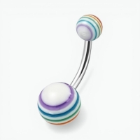 Kleurrijke Regenboog Acryl Navelpiercing - Unisex