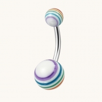 Kleurrijke Regenboog Acryl Navelpiercing - Unisex