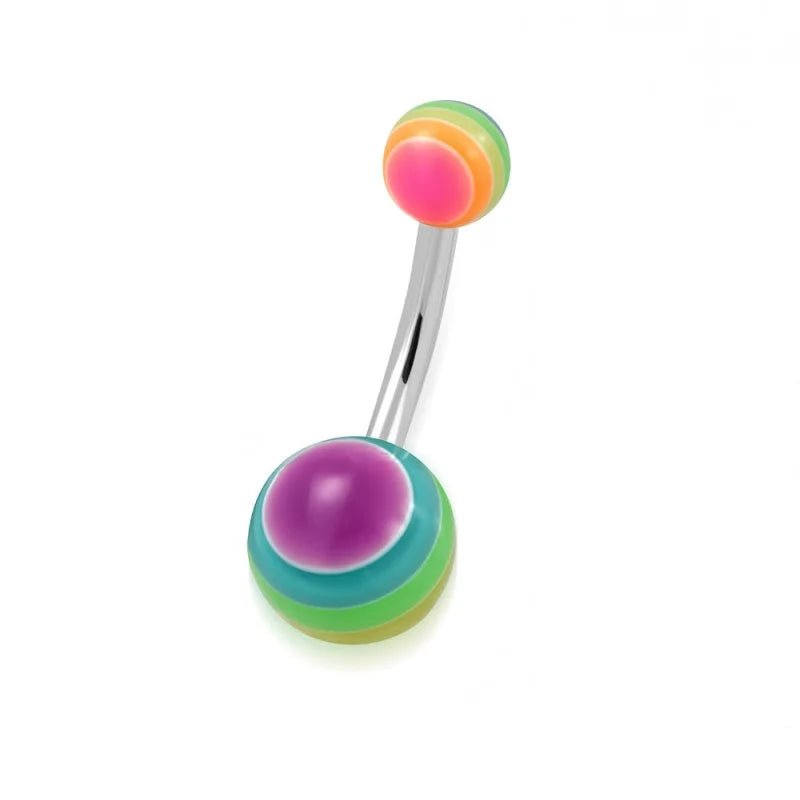 Regenboog Acryl Stalen Navelpiercing - Unisex