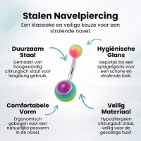Regenboog Acryl Stalen Navelpiercing - Unisex